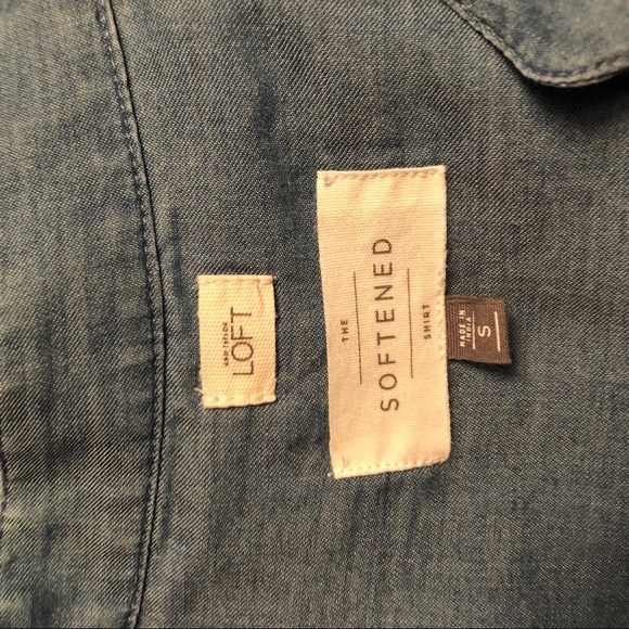 LOFT Softened Peasant Denim Top Blouse - Picture 4 of 5